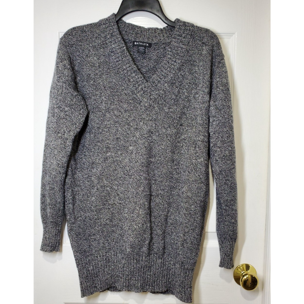 Athleta Women’s M Gray Wool Cashmere Blend Wrap Sweater Long Sleeve Marled Knit